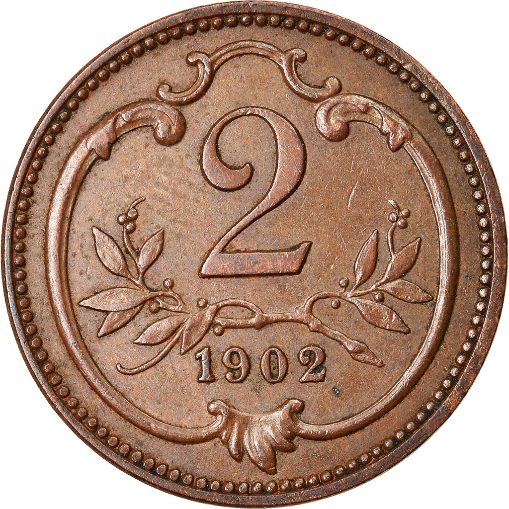 Moneta, Austria, Franz Joseph I, 2 Heller, 1902, BB+, Bronzo, KM:2801