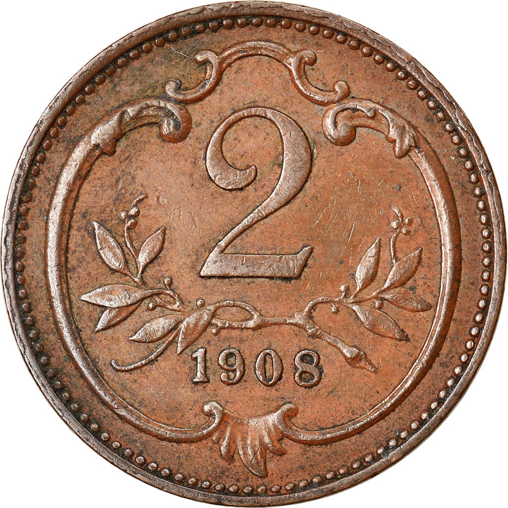 Moneta, Austria, Franz Joseph I, 2 Heller, 1908, BB+, Bronzo, KM:2801