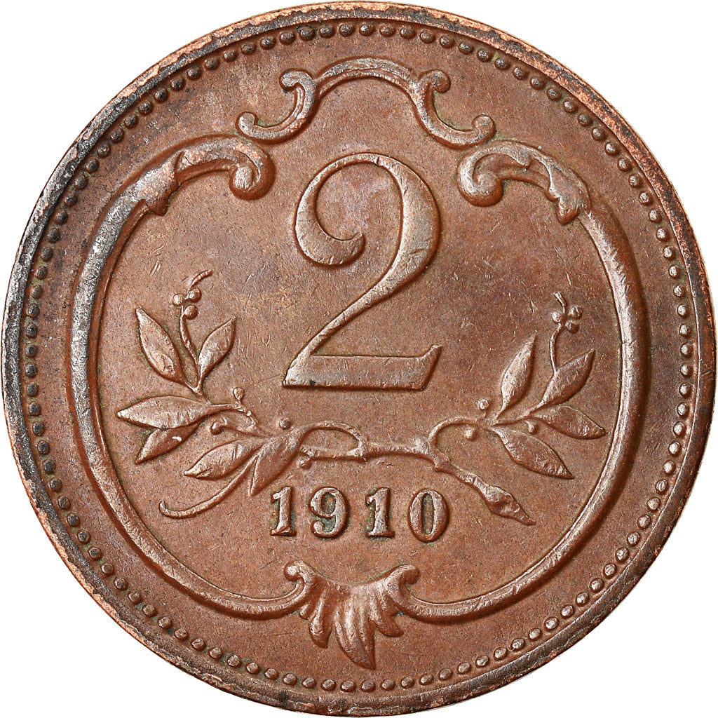 Munten, Oostenrijk, Franz Joseph I, 2 Heller, 1910, ZF, Bronze, KM:2801
