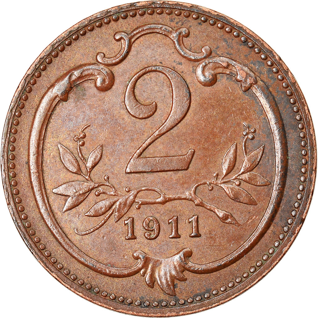 Moneta, Austria, Franz Joseph I, 2 Heller, 1911, SPL-, Bronzo, KM:2801