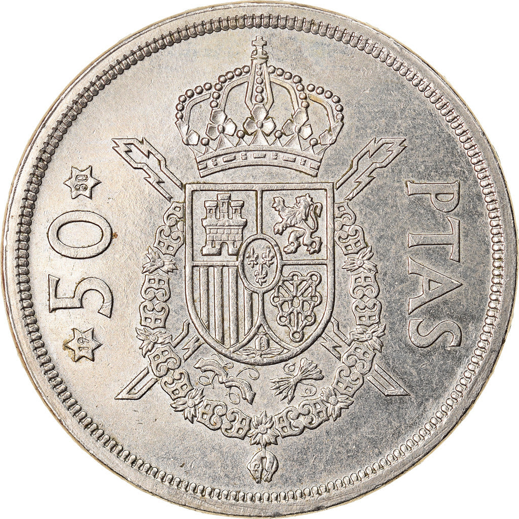 Moeda, Espanha, Juan Carlos I, 50 Pesetas, 1980, MS(60-62), Cobre-níquel