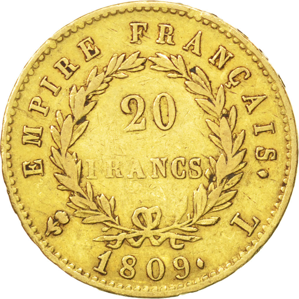 Premier Empire, 20 Francs Or Napoléon Empereur 1809 L, KM 695.5