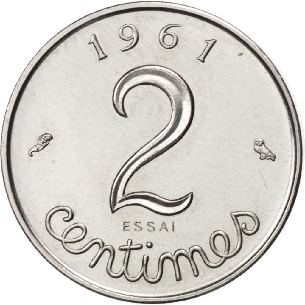 FRANCE, 2 Centimes, 1961, KM #E103.1, MS(63), Chrome-Steel, Gadoury #108, 2.29