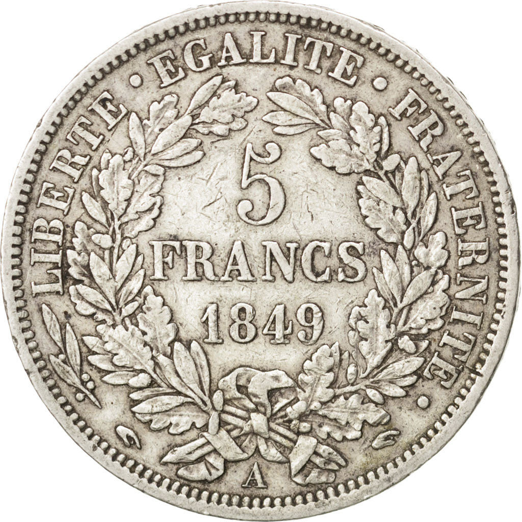 FRANCE, Cérès, 5 Francs, 1849, Paris, KM #761.1, EF(40-45), Silver, Gadoury #719