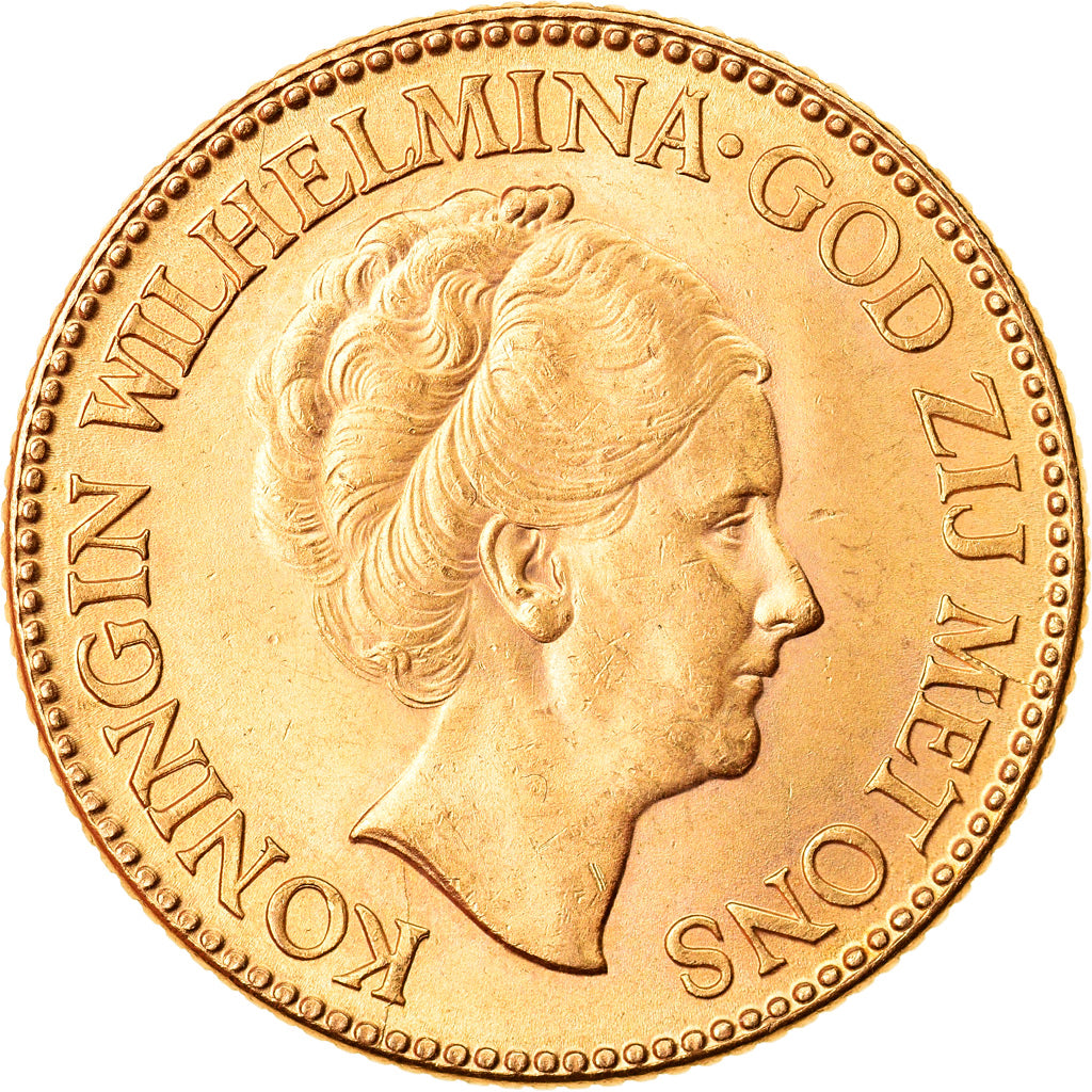 Moneta, Holandia, Wilhelmina I, 10 Gulden, 1927, MS(63), Złoto, KM:162
