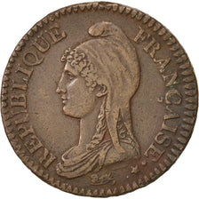 FRANCE, Dupré, 2 Decimes, 1795, Paris, KM #638.1, AU(50-53), Bronze, 31, Gadoury
