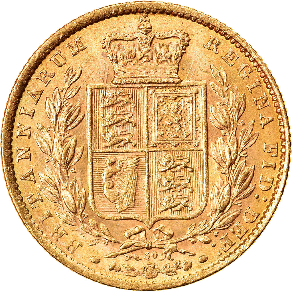 Coin, Great Britain, Victoria, Sovereign, 1871, MS(63), Gold, KM:736.2