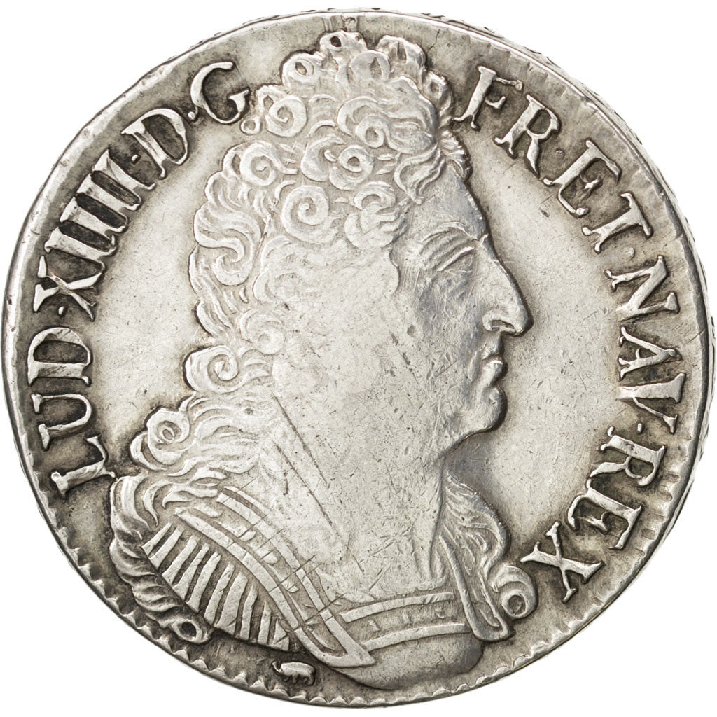 FRANCE, Écu aux 3 couronnes, ECU, 1709, Dijon, KM #386.14, EF(40-45), Silver, ..