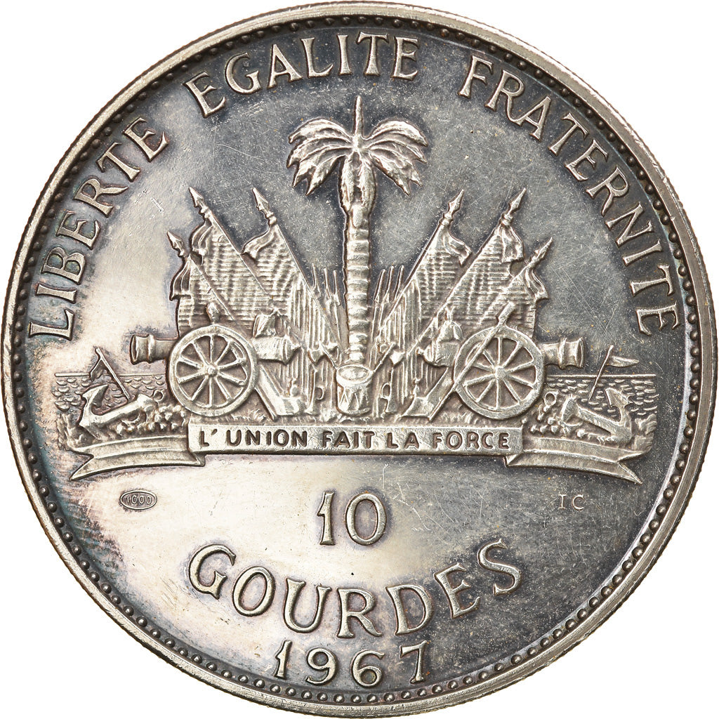 Coin, Haiti, 10 Gourdes, 1967, AU(55-58), Silver, KM:65.1