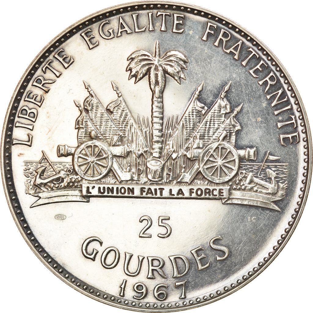 Munten, Haïti, 25 Gourdes, 1967, PR, Zilver, KM:67.1