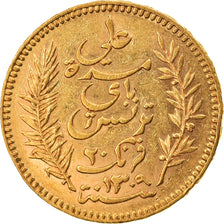 Coin, Tunisia, Ali Bey, 20 Francs, 1892, Paris, AU(50-53), Gold, KM:227