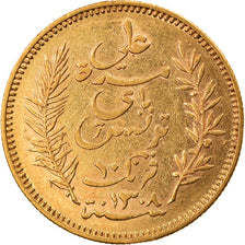 Coin, Tunisia, Ali Bey, 10 Francs, 1891, Paris, EF(40-45), Gold, KM:226