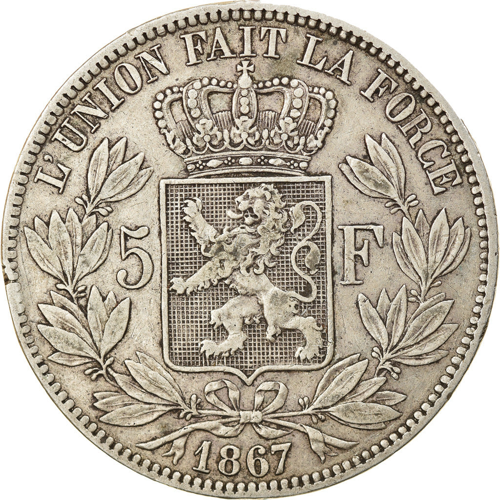 Monnaie, Belgique, Leopold II, 5 Francs, 5 Frank, 1867, LEOP WIEEER, TTB