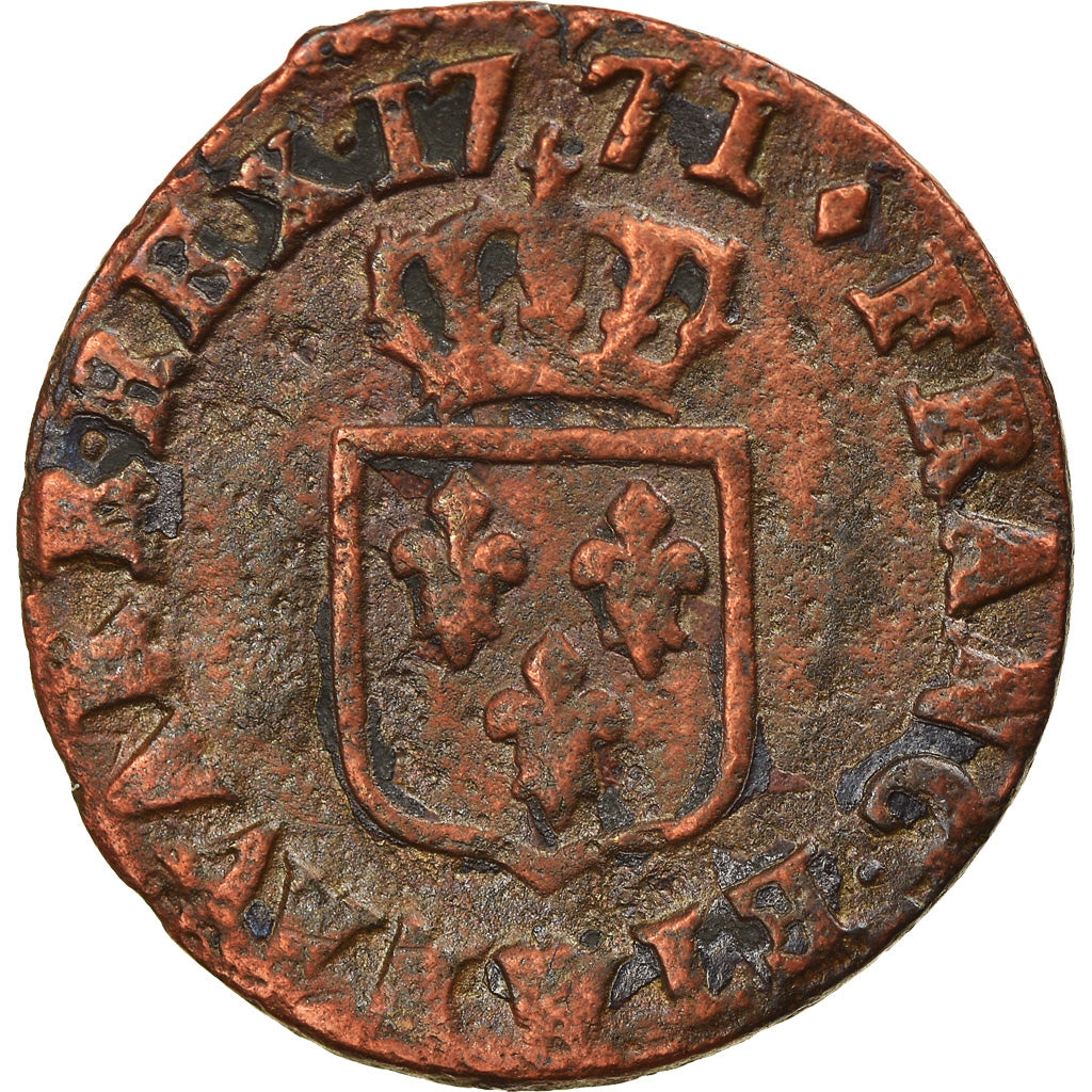 Moneta, Francia, Louis XV, Liard, 1771, Lille, MB, Rame, KM:543.11, Gadoury:272