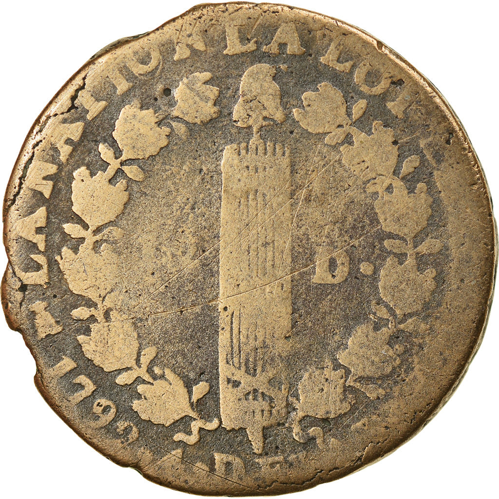 Moneta, Francja, Louis XVI, 12 Deniers, 1792, Saumur, F(12-15), Métal de