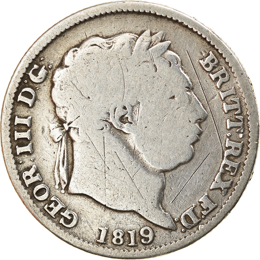 Münze, Großbritannien, George III, Shilling, 1819, SGE+, Silber, KM:666