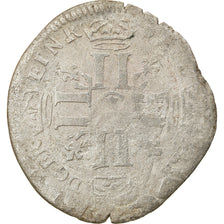 Moneta, Francja, Louis XIV, Quinzain aux 8 L, 1693, Lille, Rzadkie, VF(20-25)