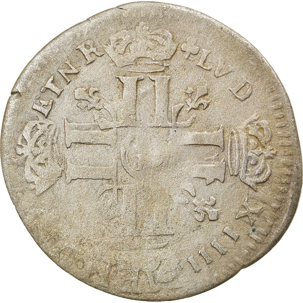 Monnaie, France, Louis XIV, Quinzain aux 8 L, Date incertaine, Lille, Rare, TB