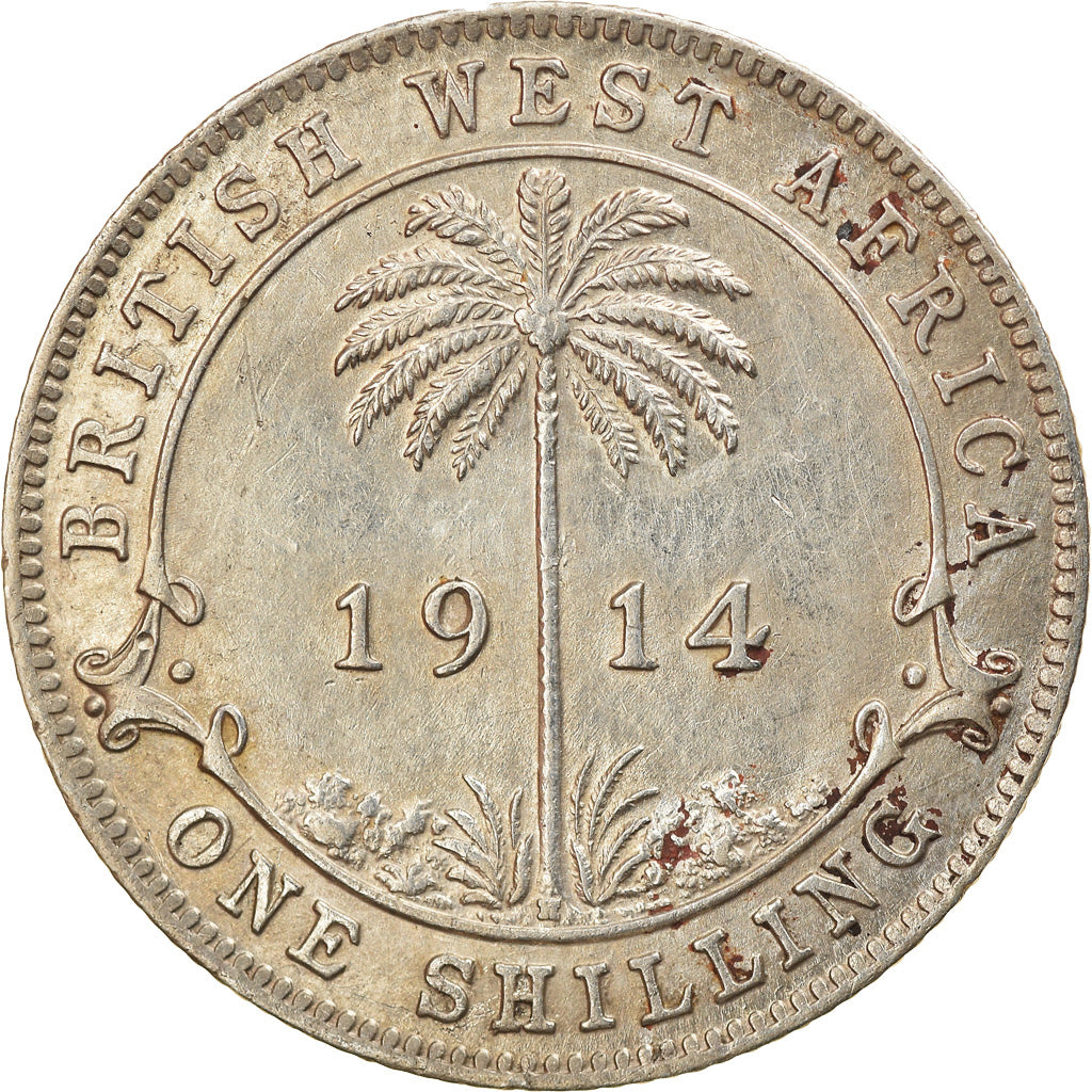Coin, BRITISH WEST AFRICA, George V, Shilling, 1914, Heaton, AU(55-58), Silver
