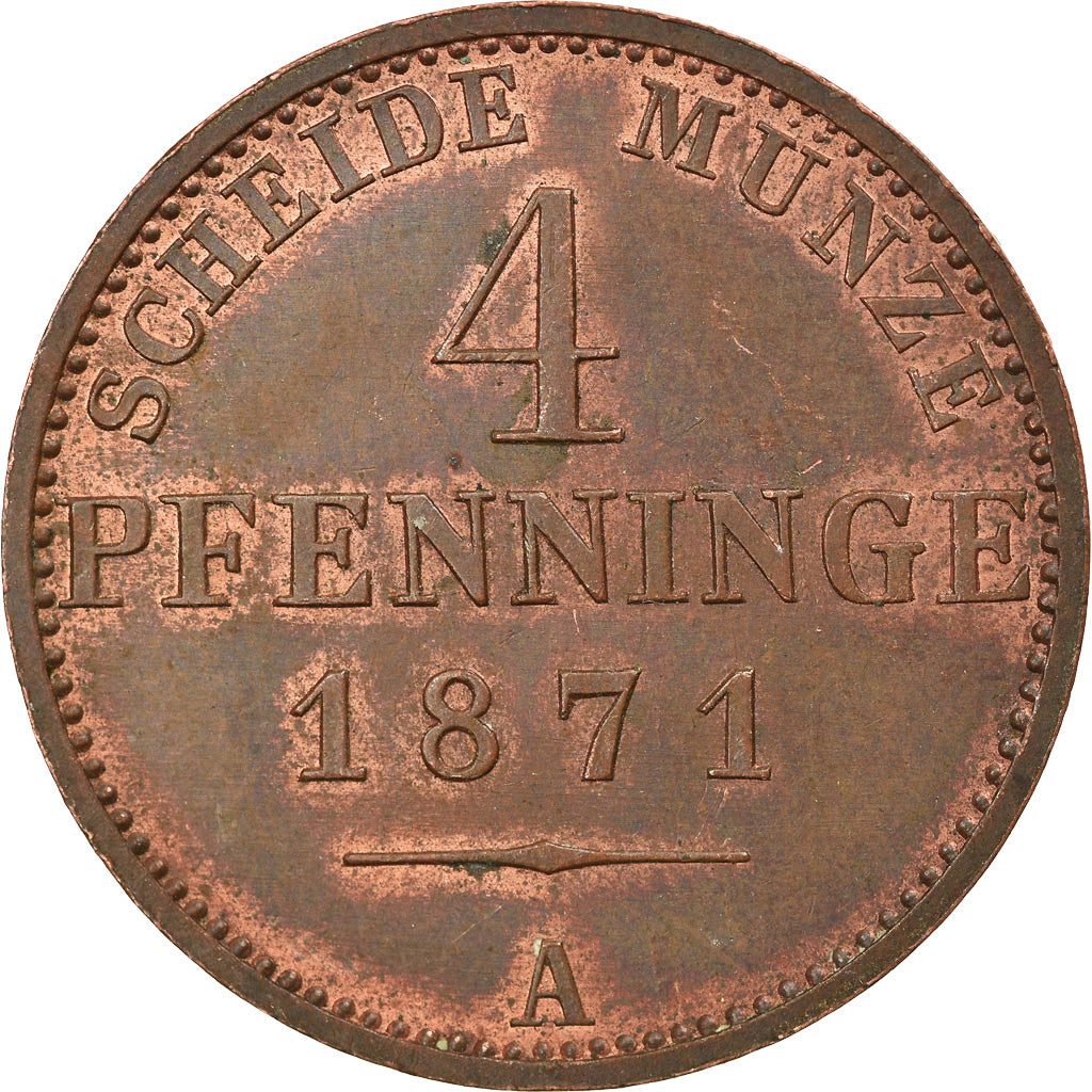 Monnaie, Etats allemands, PRUSSIA, Wilhelm I, 4 Pfennig, 1871, SUP, Cuivre