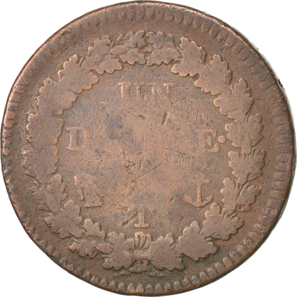 FRANCE, Dupré, Decime, 1796, Nantes, KM #644.10, VG(8-10), Bronze, Gadoury #187,