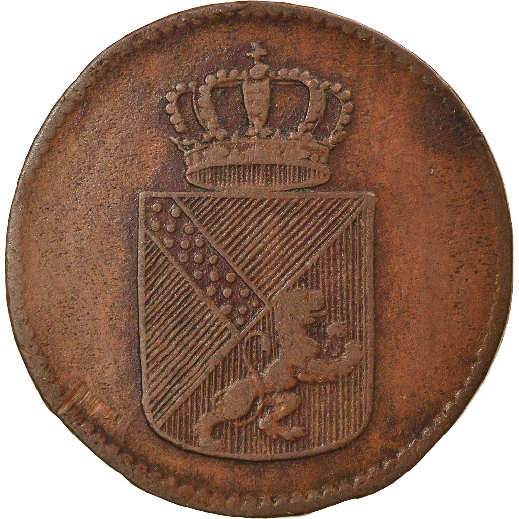 Moneda, Estados alemanes, BADEN, Karl Friedrich, 1/2 Kreuzer, 1809, BC+, Cobre