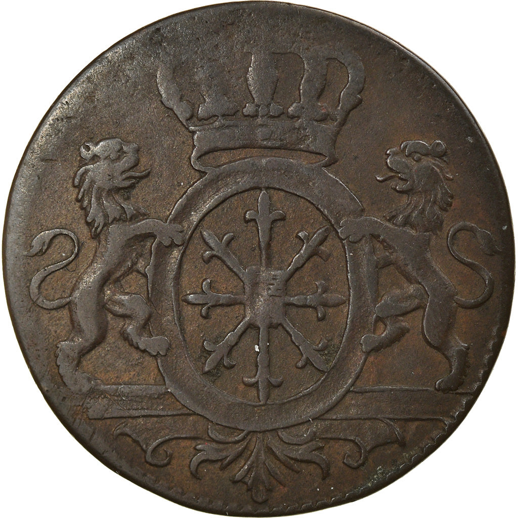 Moneta, Stati tedeschi, CLEVES, Friedrich II, Duit, 1752, BB, Rame, KM:53