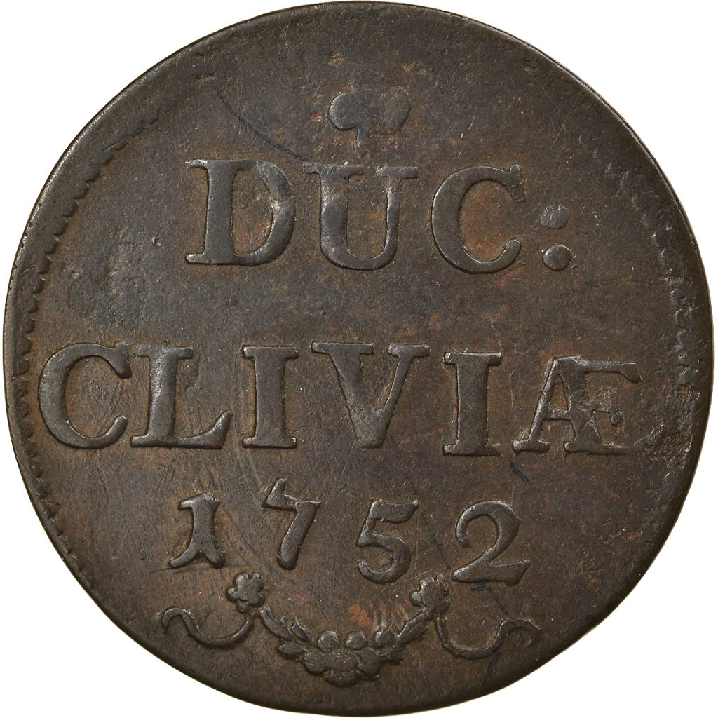 Moneta, Stati tedeschi, CLEVES, Friedrich II, Duit, 1752, BB, Rame, KM:53