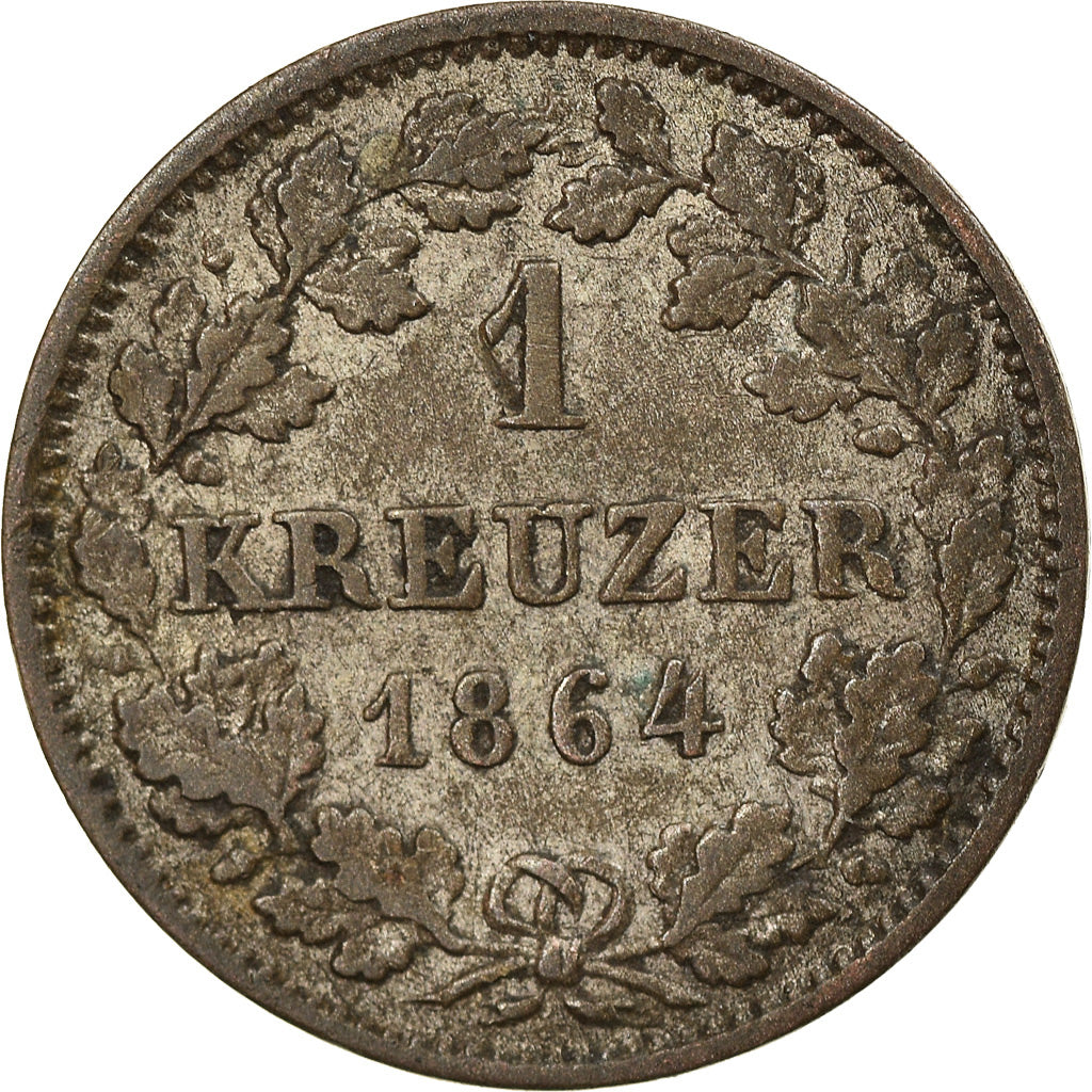 Moeda, Estados Alemães, HESSE-DARMSTADT, Ludwig III, Kreuzer, 1864, EF(40-45)