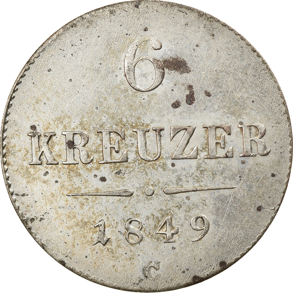 Munten, Oostenrijk, Franz Joseph I, 6 Kreuzer, 1849, PR, Zilver, KM:2200