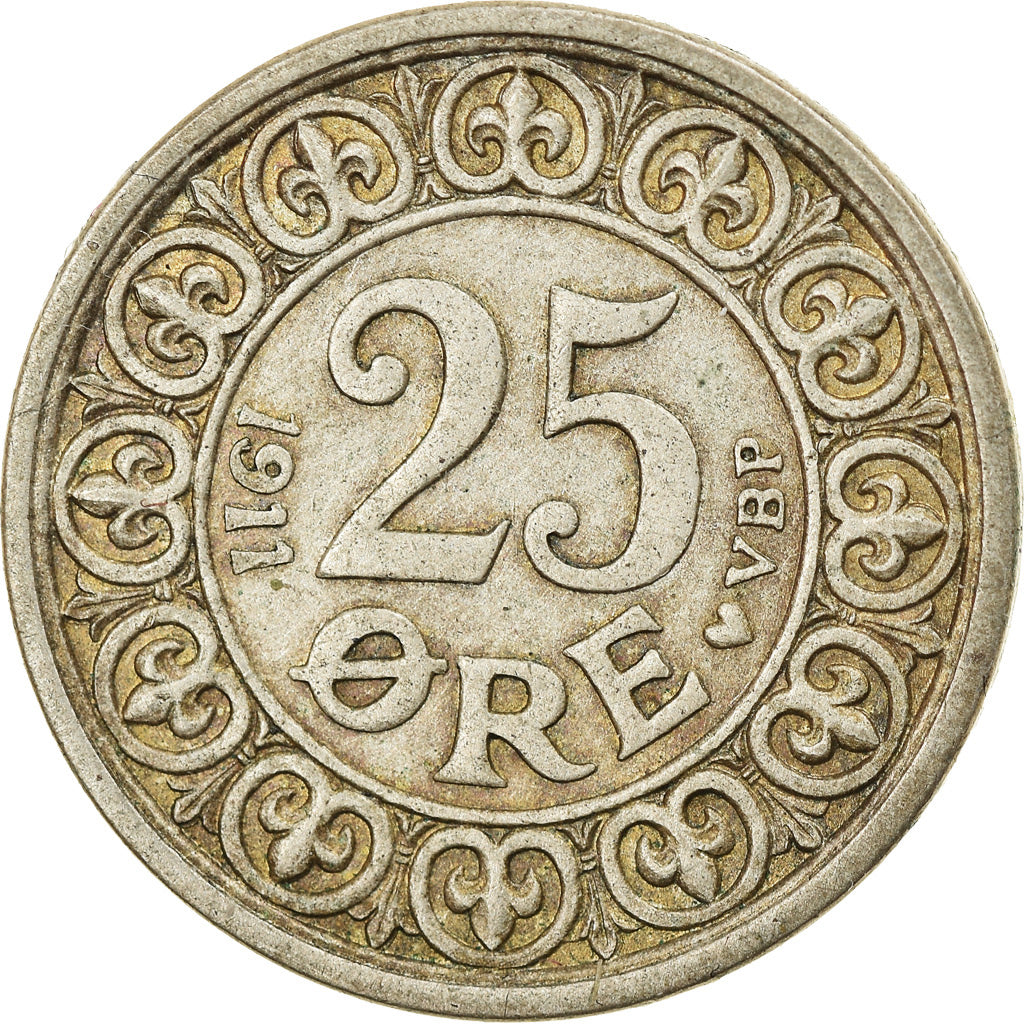 Monnaie, Danemark, Frederik VIII, 25 Öre, 1911, Copenhagen, TTB+, Argent