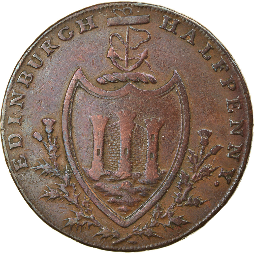 Moneta, Szkocja, Halfpenny Token, 1790, Edinburgh, EF(40-45), Miedź