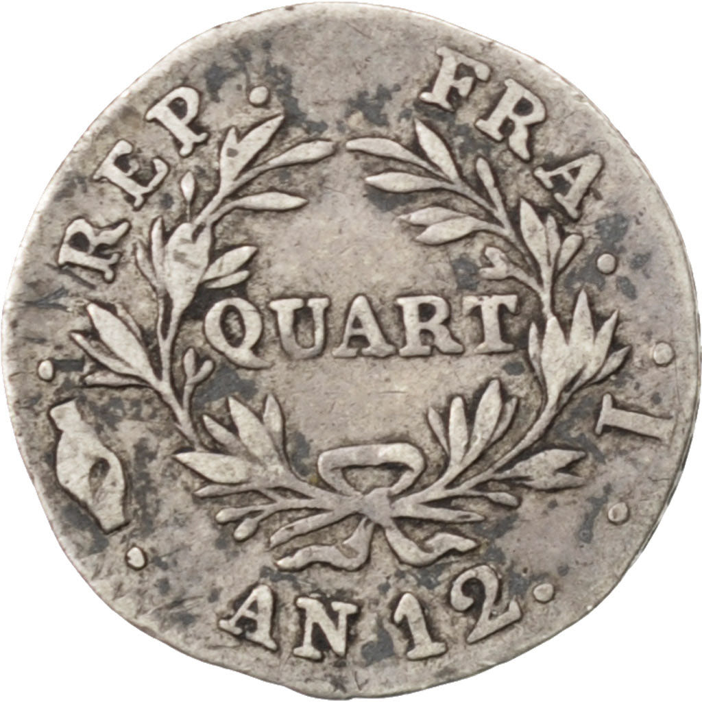 FRANCE, Napoléon I, 1/4 Franc, 1804, Limoges, KM #653.4, VF(20-25), Silver, G...