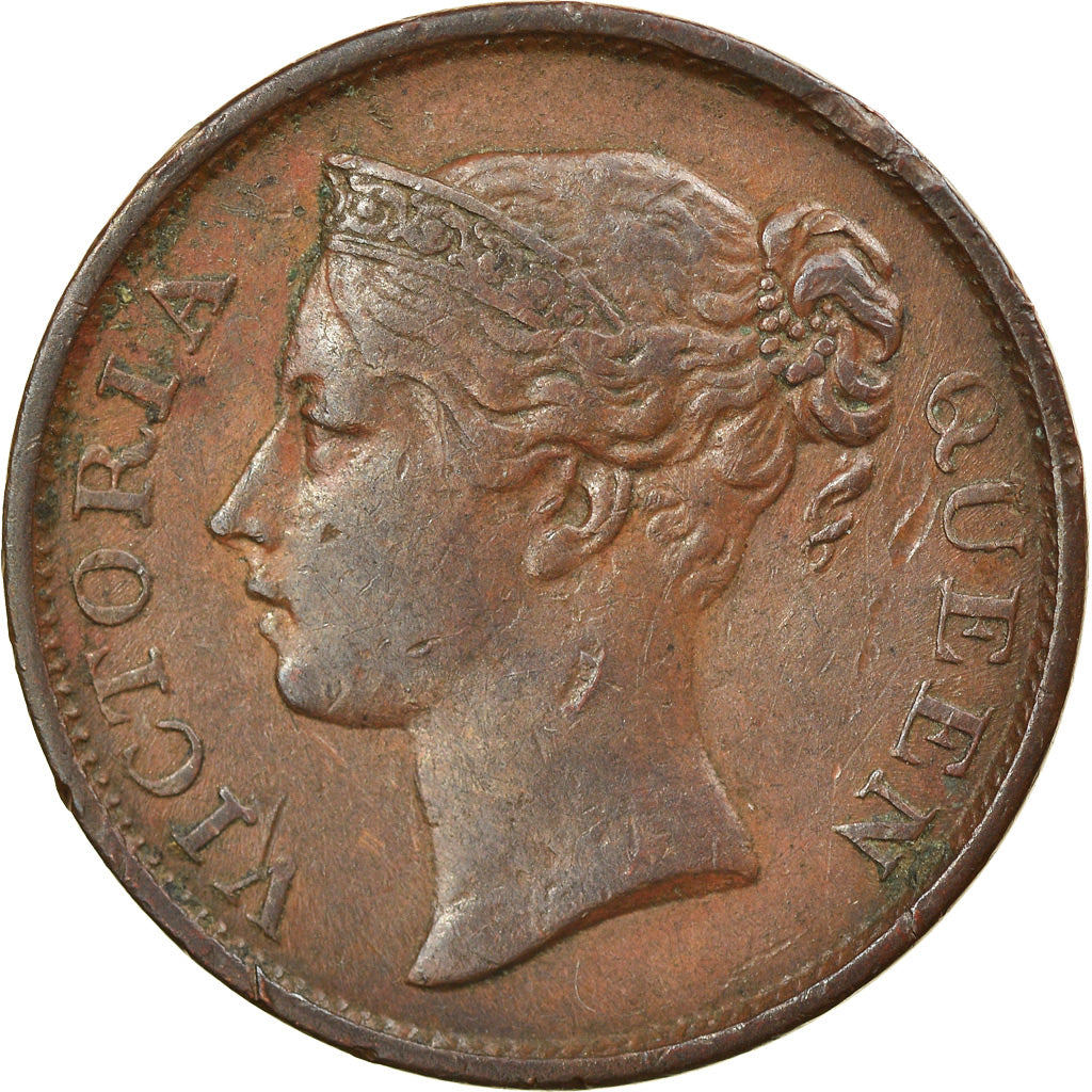 Moneda, Colonias del Estrecho, Victoria, 1/2 Cent, 1845, MBC, Cobre, KM:2