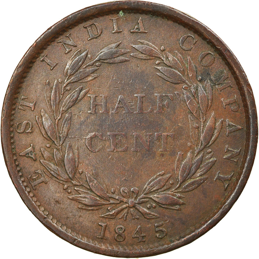 Moneda, Colonias del Estrecho, Victoria, 1/2 Cent, 1845, MBC, Cobre, KM:2