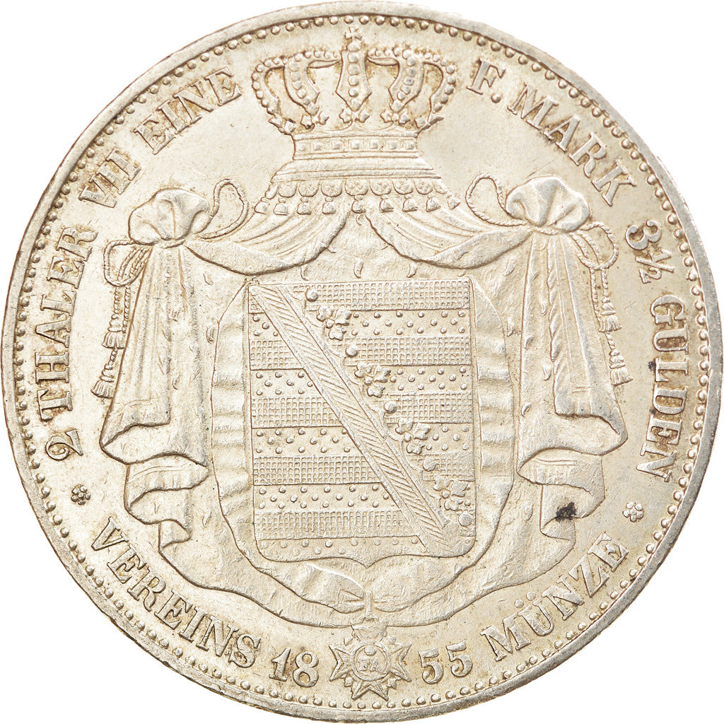 Coin, German States, SAXONY-ALBERTINE, Johann, 2 Thaler, 3-1/2 Gulden, 1855