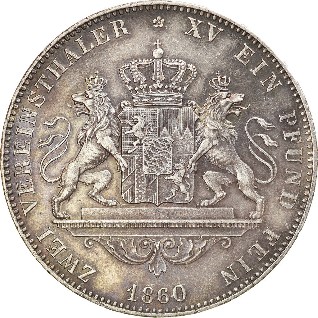 Moneta, Stati tedeschi, BAVARIA, Maximilian II, 2 Thaler, Vereins, 1860, SPL-