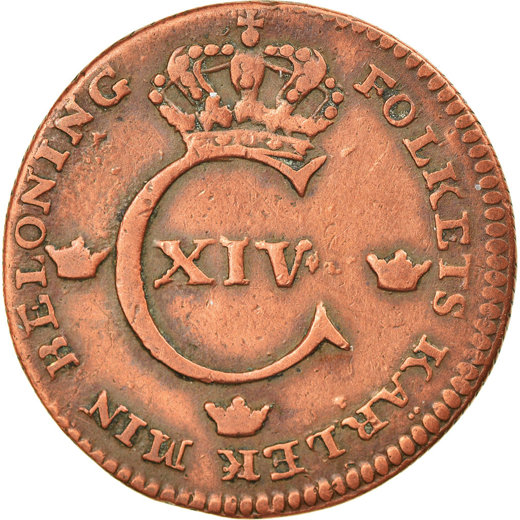 Coin, Sweden, Carl XIV Johan, 1/4 Skilling, 1825, VF(30-35), Copper, KM:595