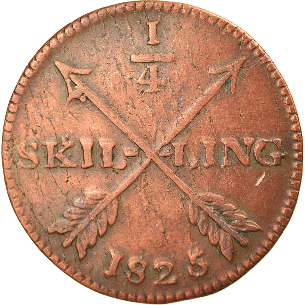 Coin, Sweden, Carl XIV Johan, 1/4 Skilling, 1825, VF(30-35), Copper, KM:595