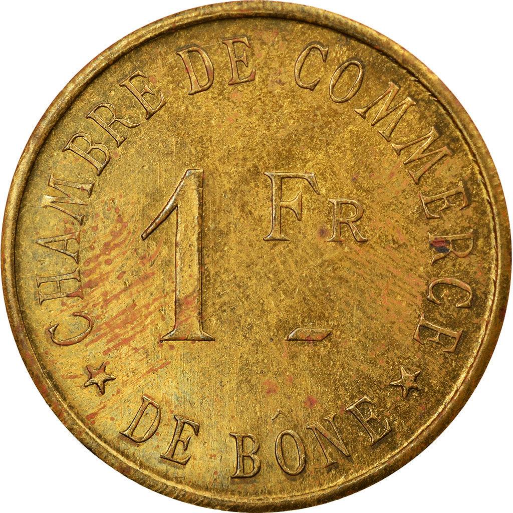 Coin, Algeria, Bône, Franc, Undated (1915), AU(55-58), Brass, Elie:15.3