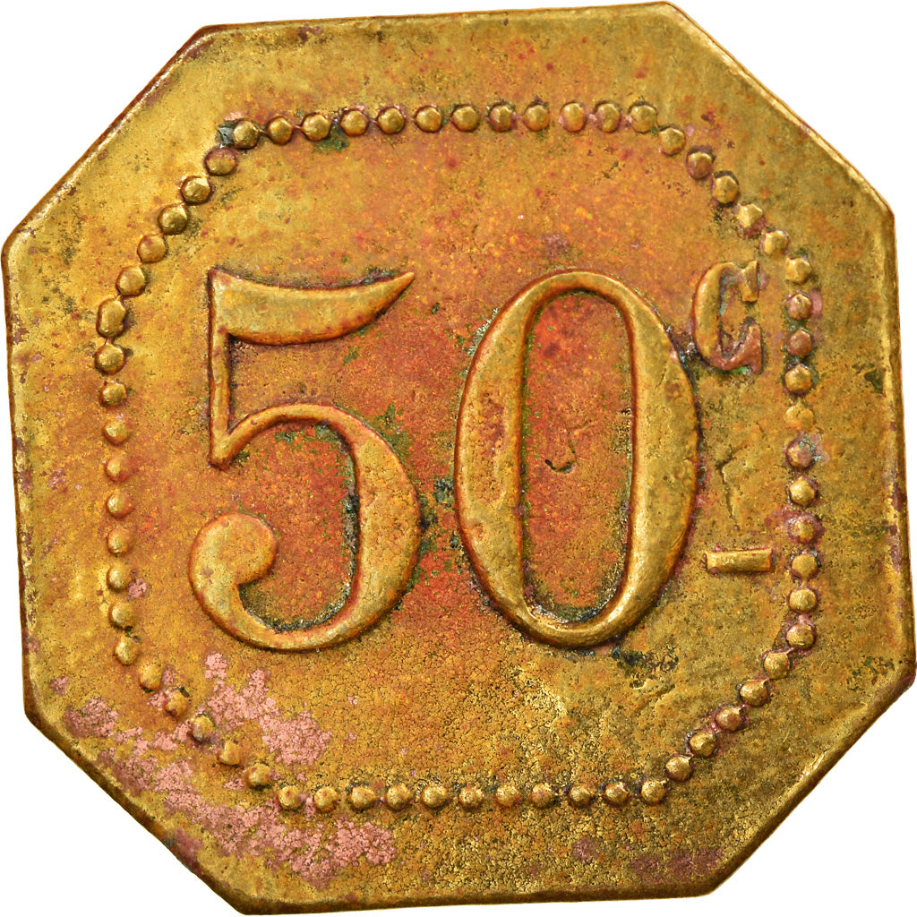 Munten, Algerije, Mascot Rochs, Restaurant, Alger, 50 Centimes, Rare, ZF, Tin