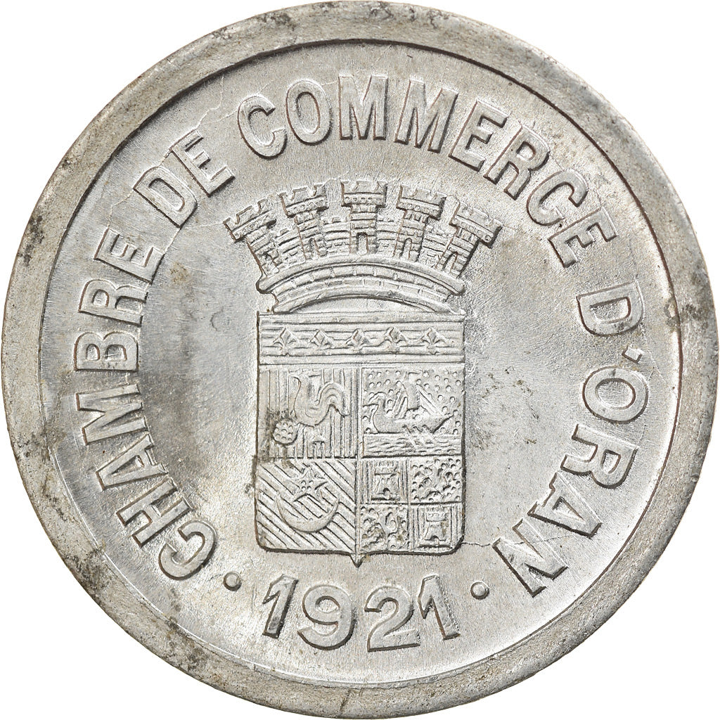 Coin, Algeria, Chambre de Commerce, Oran, 10 Centimes, 1921, MS(63), Aluminium