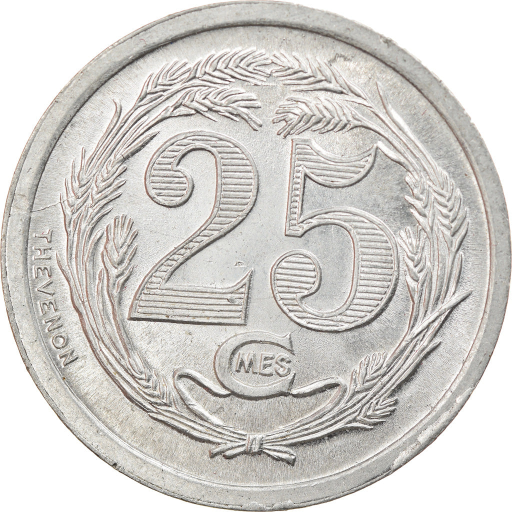 Coin, Algeria, Chambre de Commerce, Oran, 25 Centimes, 1921, MS(63), Aluminium