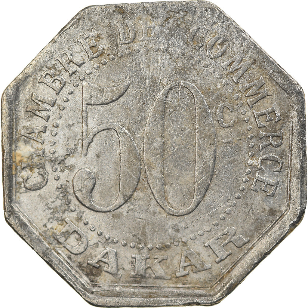 Moneta, Senegal, Chambre de Commerce Dakar, 50 Centimes, 1920, Rare, MB+