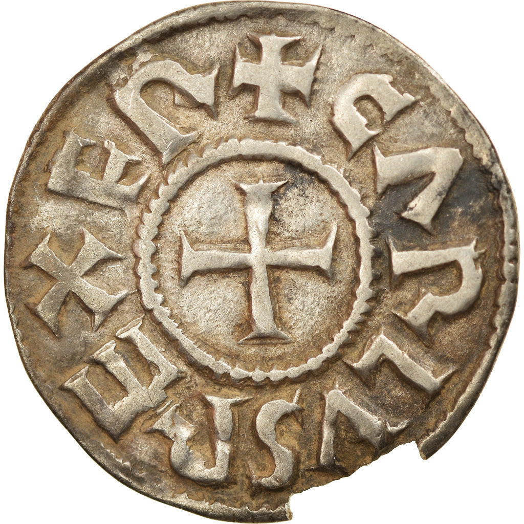 Moneda, Francia, Charles le Chauve, Denarius, 840-864, Melle, MBC+, Plata