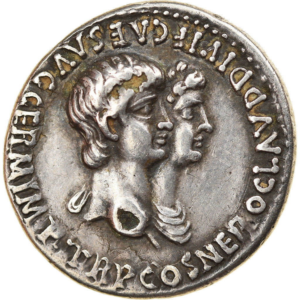 Coin, Nero, Denarius, 55 AD, Rome, Fourrée, AU(50-53), Silver, RIC:7