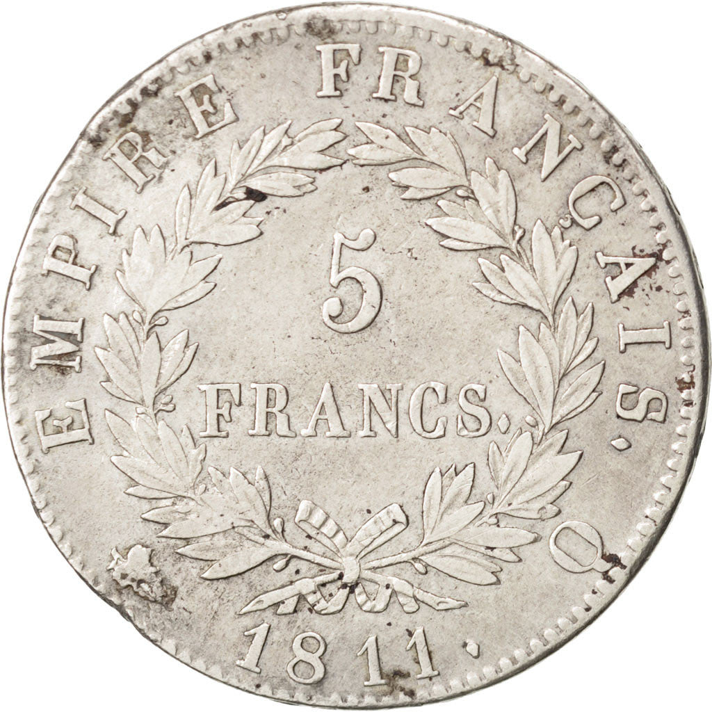Coin, France, Napoléon I, 5 Francs, 1811, Perpignan, EF(40-45), Silver