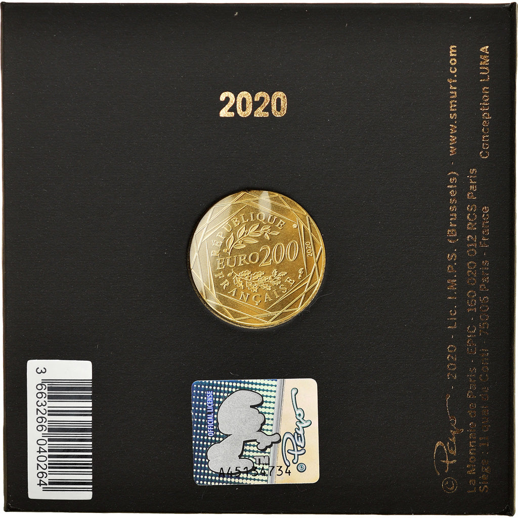 France, Monnaie de Paris, 200 Euro, La Ronde des Schtroumpfs, 2020, Paris, BU