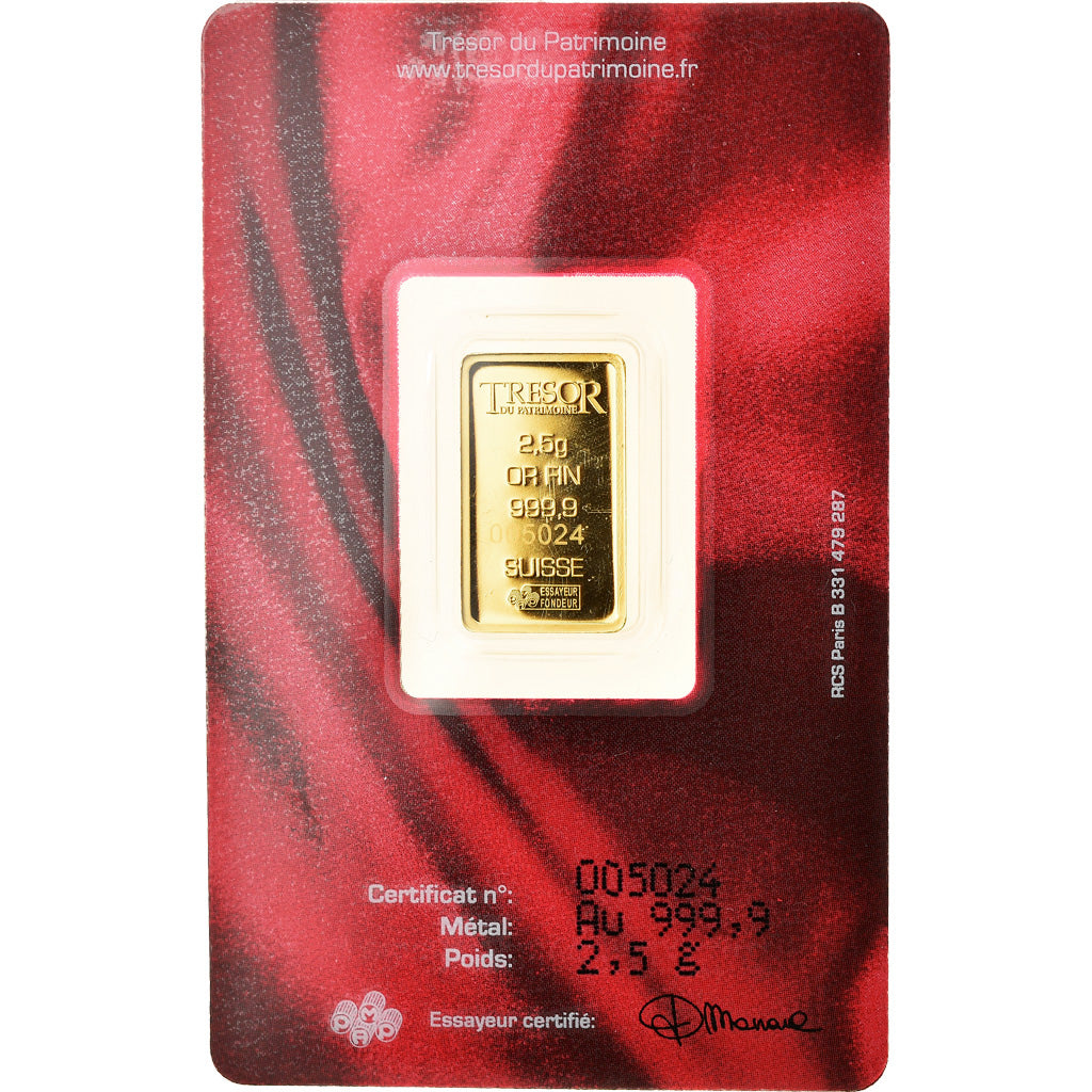 France, Lingotin d'or 2.5g, Trésor du Patrimoine, Napoléon III, FDC, Or