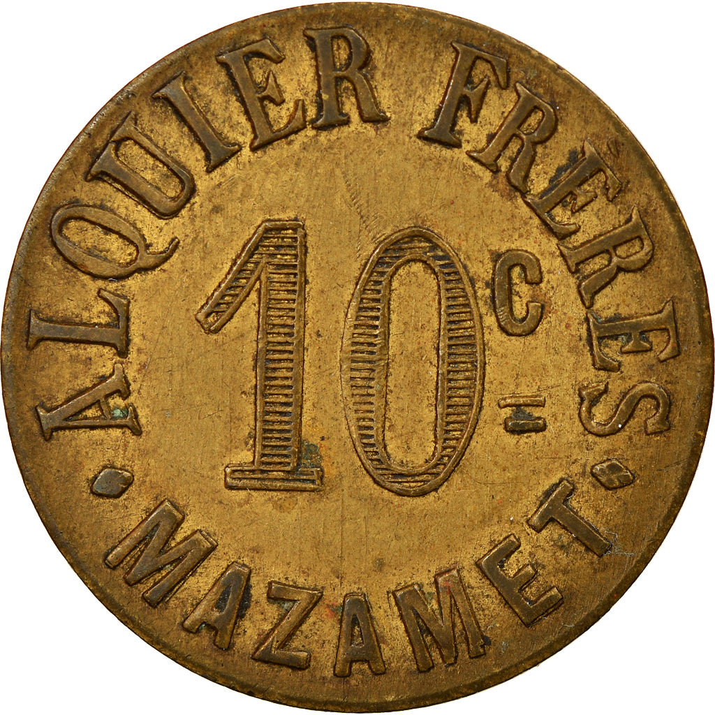 Moneta, Francia, ALQUIER Frères, Mazamet, 10 Centimes, 1917, BB+, Ottone